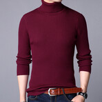 Ribbed Knit Turtleneck // Burgandy (L)