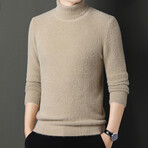 Fuzzy Knit Turtleneck // Beige (L)