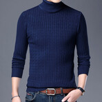 Cable Knit Turtleneck // Blue (S)