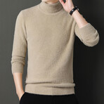 Fuzzy Knit Turtleneck // Beige (L)