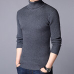 Ribbed Knit Turtleneck // Gray (S)