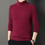 Fuzzy Knit Turtleneck // Burgandy (3XL)