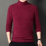 Fuzzy Knit Turtleneck // Burgandy (4XL)