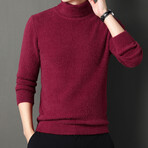 Fuzzy Knit Turtleneck // Burgandy (3XL)