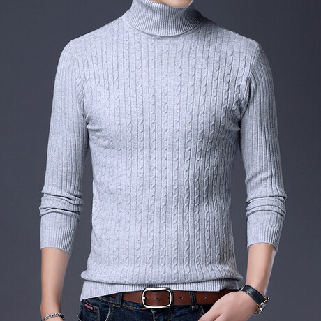 Cable Knit Turtleneck // Gray (XS)