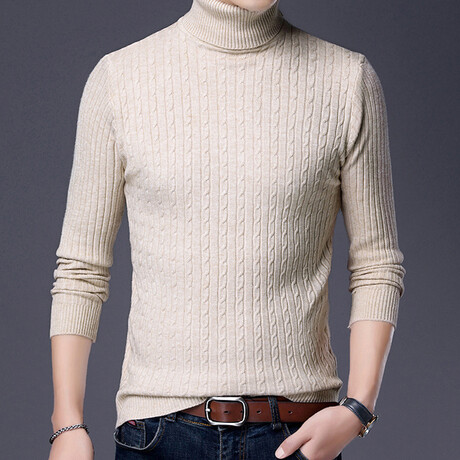 Cable Knit Turtleneck // Cream (XS)