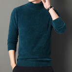 Fuzzy Knit Turtleneck // Ocean Blue (S)