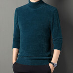 Fuzzy Knit Turtleneck // Ocean Blue (XL)