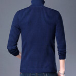 Cable Knit Turtleneck // Blue (M)