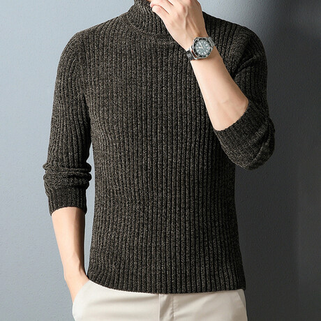 Cozy Knit Ribbed Turtleneck // Beige (XS)