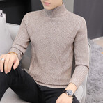 Diamond Knit Turtleneck // Beige (M)