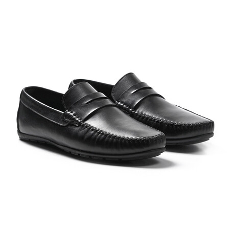Matte Leather Loafer // Style 2 // Black (Euro: 40)