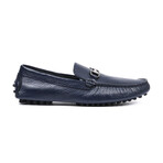 Silver Cross Bar Loafer // Style 2 // Navy (Euro: 42)