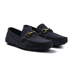Gold Cross Bar Suede Loafer // Dark Gray (Euro: 45)