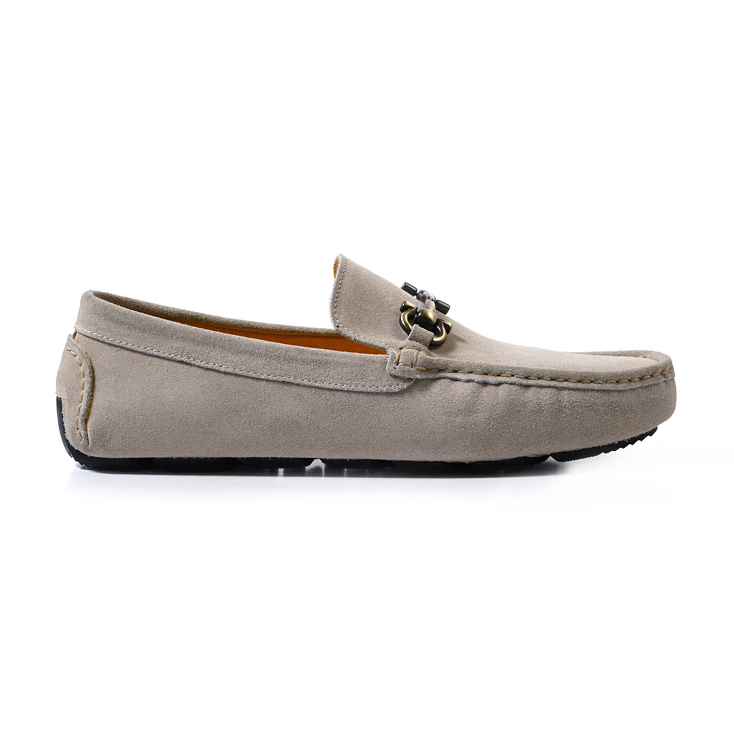 Gold Cross Bar Suede Loafer // Earth (Euro: 44) - Tezcan Footwear ...