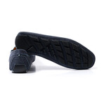 Gold Cross Bar Suede Loafer // Navy (Euro: 40)