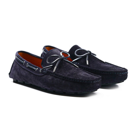 Suede Tie Front Loafer // Navy (Euro: 40)
