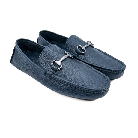 Silver Cross Bar Loafer // Style 1 // Navy (Euro: 40)