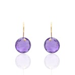 18K Yellow Gold Round Amethyst Earrings // Pre-Owned