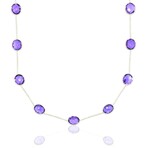 Estate 18K Yellow Gold Oval Faceted Amethyst Necklace // 18" // Pre-Owned
