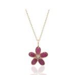 18K Yellow Gold Ruby + Diamond Necklace // 16" // Pre-Owned