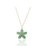 18K Yellow Gold Emerald + Diamond Necklace // 16" // Pre-Owned