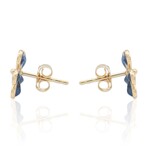 18K Yellow Gold Sapphire Small Flower Earrings // Pre-Owned