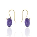 18K Yellow Gold Round Amethyst Earrings // Pre-Owned
