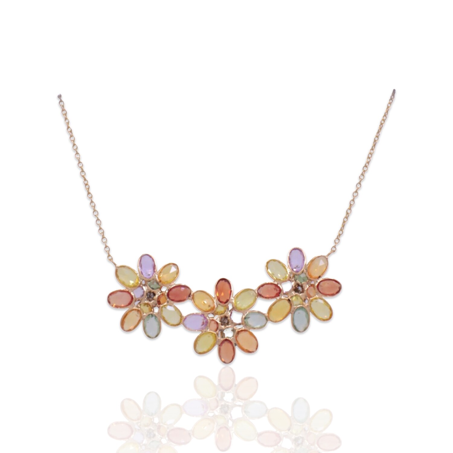 Fine Jewelry // 18K Yellow Gold Sapphires + Diamond Necklace // 16 ...
