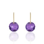 18K Yellow Gold Round Amethyst Earrings // Pre-Owned