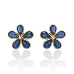 18K Yellow Gold Sapphire Small Flower Earrings // Pre-Owned
