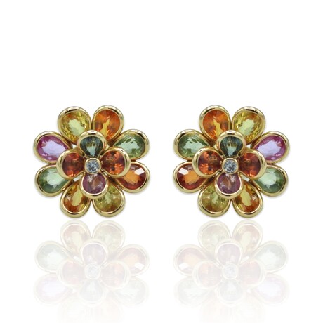 18K Yellow Gold Multi-Sapphire Earrings // Pre-Owned