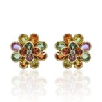 18K Yellow Gold Multi-Sapphire Earrings // Pre-Owned