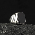 925 Sterling Silver Onyx Stone Minimalist Ring // Style 1 // Silver + Black (8)