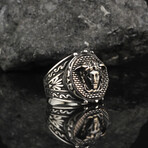 925 Sterling Silver Medusa Shape Ring // Silver + Bronze (7)