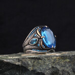 925 Sterling Silver Aquamarine Stone Ring // Style 3 // Silver + Blue (7)