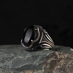 925 Sterling Silver Onyx Stone Minimalist Ring // Style 3 // Silver + Black (9)