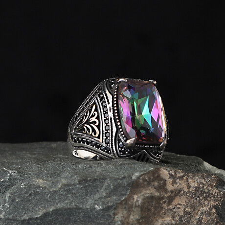 925 Sterling Silver Mystic Topaz Stone Ring // Style 1 // Multicolor (6.5)