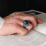 925 Sterling Silver Aquamarine Stone Ring // Style 1 // Silver + Blue (10)