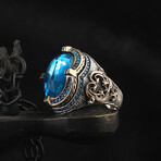925 Sterling Silver Aquamarine Stone Ring // Style 2 // Silver + Blue (7)