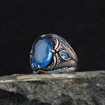 925 Sterling Silver Aquamarine Stone Ring // Style 3 // Silver + Blue (7)