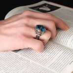 925 Sterling Silver Aquamarine Stone Ring // Style 4 // Silver + Blue (7)