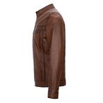 Mock Neck Recer Jacket // Brown (L)