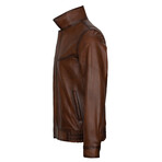 Mock Neck Bomber Jacket // Style 2 // Chestnut (XL)