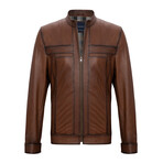 Mock Neck Recer Jacket // Brown (XS)