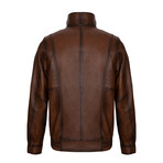 Mock Neck Bomber Jacket // Style 2 // Chestnut (S)