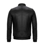 Mock Neck Quilted Racer Jacket // Black (XL)