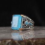 925 Sterling Silver Blue Paraiba Stone Ring // Silver + Blue (6.5)