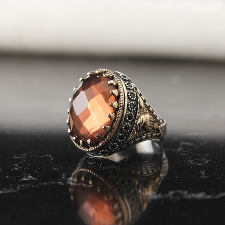 925 Sterling Silver Natural Zultanite Stone Ring // Silver + Pink (6.5)