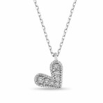 18k White Gold Diamond Full Heart Necklace // 16" // New